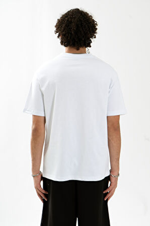 Minimal Urban Oversize Beyaz Erkek Tişört