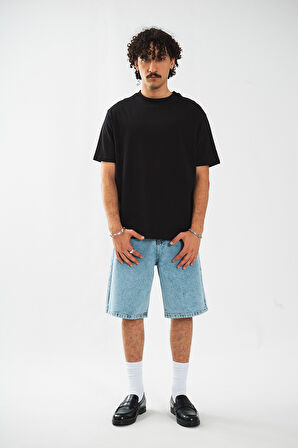 Minimal Urban Oversize Siyah Erkek Tişört