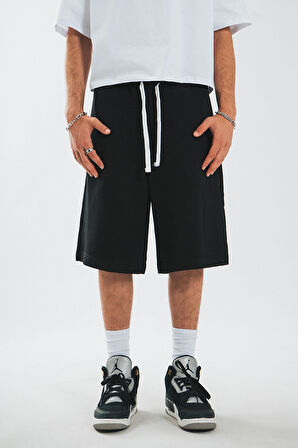 Siyah Oversize Erkek Şort US4356SY