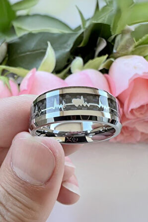 316L Çelik Heart Beat Erkek Yüzük