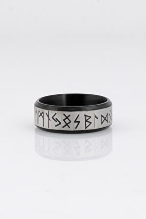 316L Çelik Siyah Rustic Viking Erkek Yüzük