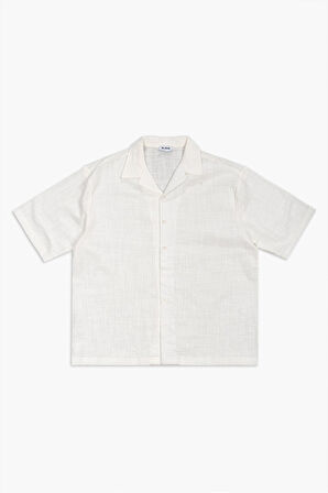 Alaçatı %100 Pamuk Keten Beyaz Erkek Gömlek ve Şort Takım