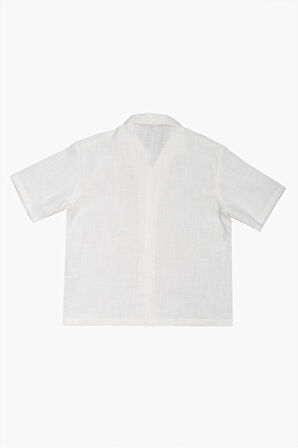 Alaçatı %100 Pamuk Keten Beyaz Erkek Gömlek ve Şort Takım