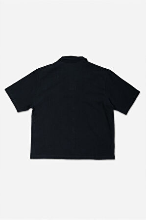 Alaçatı %100 Pamuk Keten Siyah Erkek Gömlek ve Şort Takım