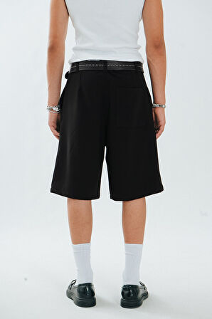Siyah Relaxed Fit Erkek Kumaş Şort