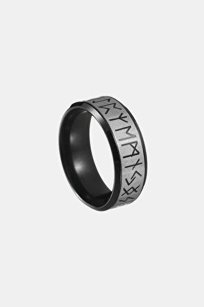 316L Çelik Siyah Rustic Viking Erkek Yüzük