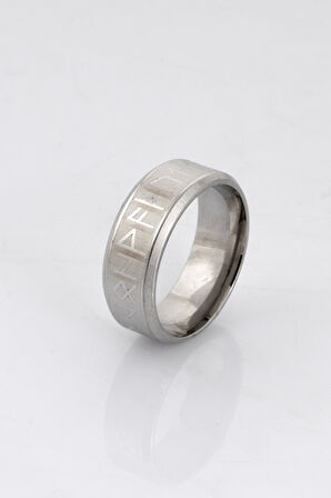 316L Çelik Gümüş Rustic Viking Erkek Yüzük