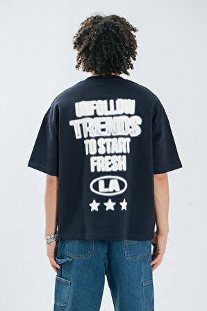 Zara Lacivert Oversize Erkek Tişört