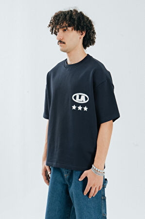 Zara Lacivert Oversize Erkek Tişört