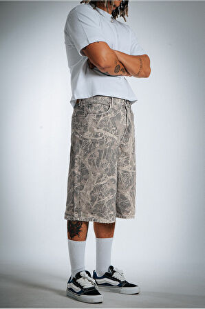 Kamuflaj  Baggy Denim Urban Jort Erkek Şort