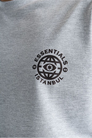 Essentials İstanbul Oversize Uzun Kollu Gri Erkek Tişört