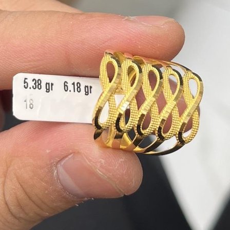22 Ayar Altın Yüzük Kaburga Modern Tasarım 5.38gr 18 Numara Kadın Hediye