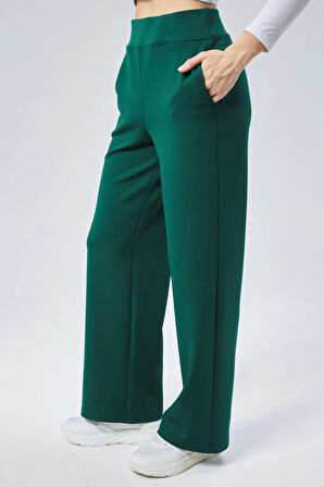 Maison La Femme Kadın Yeşil Yüksek Bel Bol Paça Eşofman Pantolon