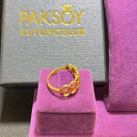 Paksoy 22 Ayar Altın Yüzük Geometrik Tasarım 2.50 Gram 24 Numara
