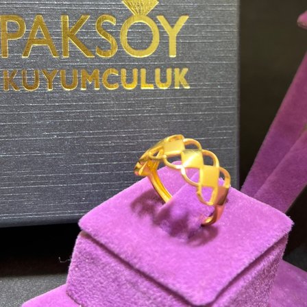 22 Ayar Altın Yüzük Modern İnce Tasarım 2.50gr 16 Numara Paksoy Kadın Hediye