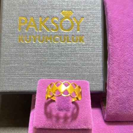 22 Ayar Altın Yüzük Modern İnce Tasarım 2.50gr 16 Numara Paksoy Kadın Hediye