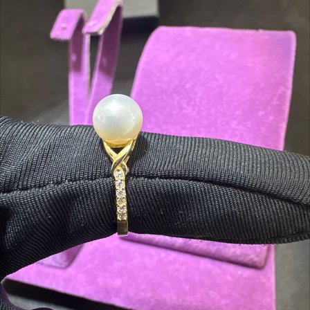 14 Ayar Altın Yüzük incili 1.66gr 15 Numara Kadın Hediye