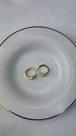 Taşlı Damla Model Altın Küpe