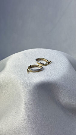 Çift Renk Elips Altın Küpe