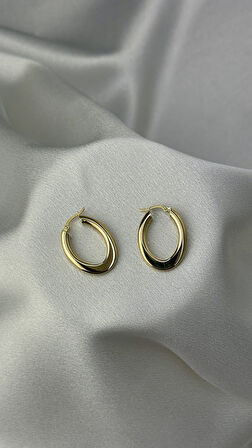 Yassı Kalın Altın Küpe