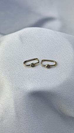 Tek Taş Model Altın Halka Küpe