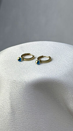 Nazar Boncuklu Halka Altın Küpe