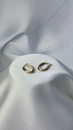 Üç Renk Burgulu Altın Küpe