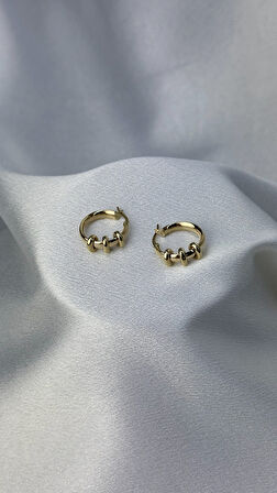 Halka Detaylı Altın Küpe