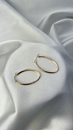 Elips Kıvrımlı Altın Küpe