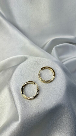 Kalın Gösterişli Çizgili Altın Küpe