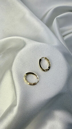 Kalın Çizgili Altın Küpe