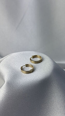 Kalın Çizgili Altın Halka Küpe