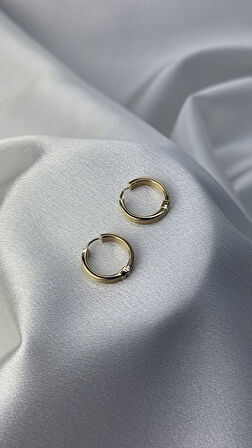 Kalın Çizgili Altın Halka Küpe