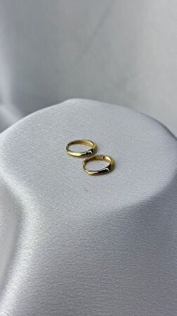 Kalın Elips Model Altın Küpe