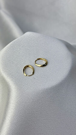 Kalın Elips Model Altın Küpe