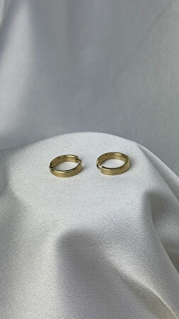 Kalın Çizgili Altın Küpe