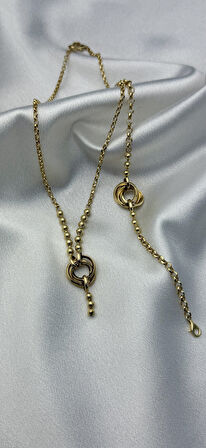 Zarif Halkalı Altın Kolye ve Bileklik 