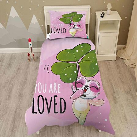 YOU ARE LOVED Desenli Yatak örtüsü ve yastık kılıfı 2li takımı