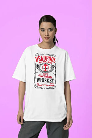 Deadpool Whiskey Baskılı Unisex Oversize Tişört