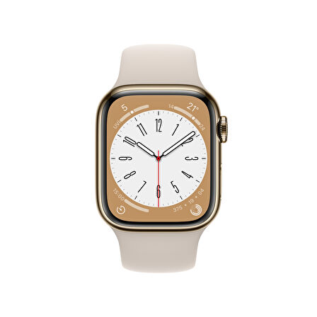 Apple Watch Seri 8 41mm (GPS + Cellular) Paslanmaz Çelik Kasa Altın MNJC3TU/A - Yenilio Yenisi