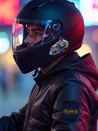 Always Y20 BT5.3 Motosiklet Kask Kulaklık Intercom Işıklı Motorsiklet Interkom