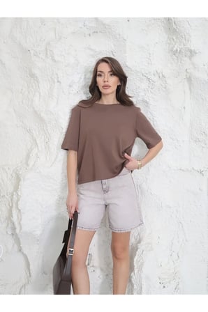 Kadın Vatkalı T-Shirt – Pamuk İnterlok Kumaş