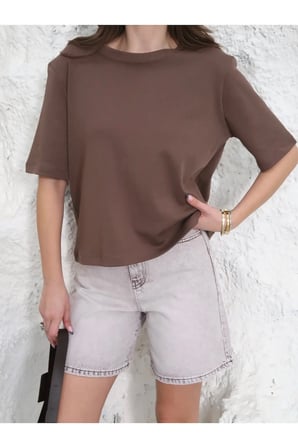 Kadın Vatkalı T-Shirt – Pamuk İnterlok Kumaş