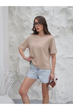 Kadın Vatkalı T-Shirt – Pamuk İnterlok Kumaş