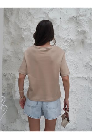 Kadın Vatkalı T-Shirt – Pamuk İnterlok Kumaş