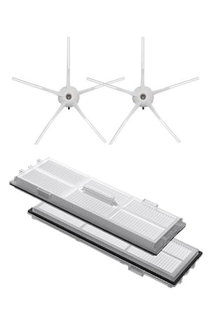 Roborock S7 Sonic Uyumlu 2 Adet Hepa Filtre 2 Adet Beyaz Yan Fırça
