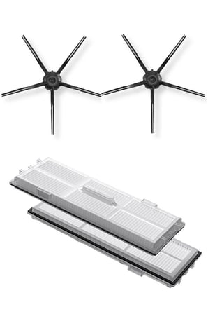 Roborock S7 Sonic Uyumlu 2 Adet Hepa Filtre 2 Adet Siyah Yan Fırça