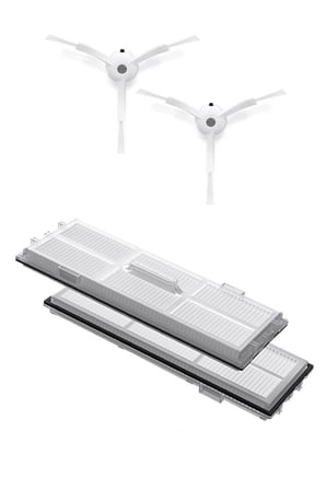 Roborock S8 Sonic Uyumlu 2 Adet Hepa Filtre 2 Adet Beyaz Yan Fırça