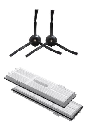 Roborock S8 Sonic Uyumlu 2 Adet Hepa Filtre 2 Adet Siyah Yan Fırça