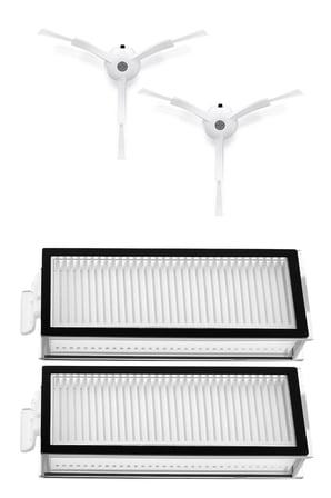 Roborock Q8 & Q8 Max Uyumlu 2 Adet Hepa Filtre 2 Adet Beyaz Yan Fırça